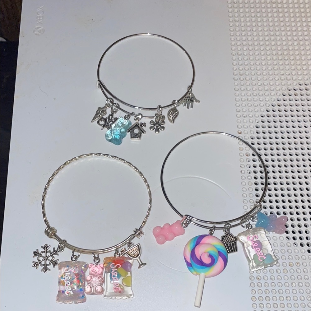 Silver Charm Bracelets with Colorful Accents